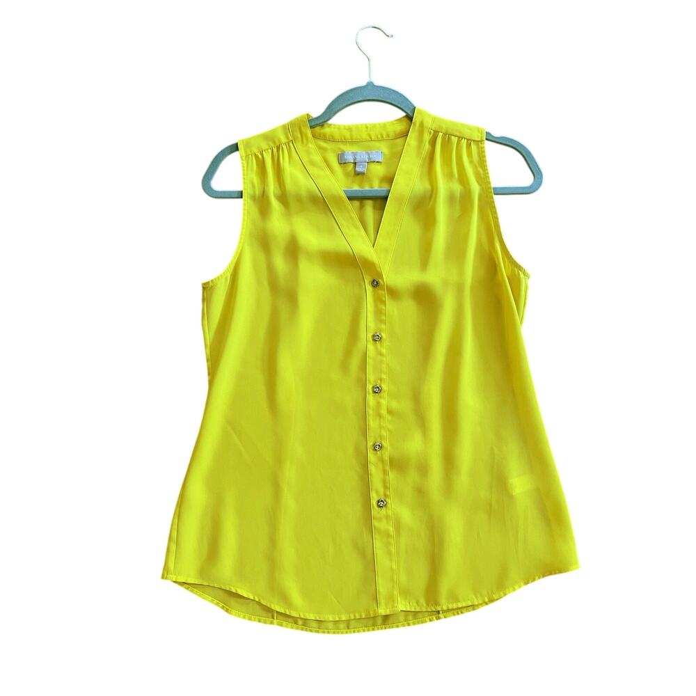 Banana Republic Yellow Button Up Blouse with Gold Buttons | 4